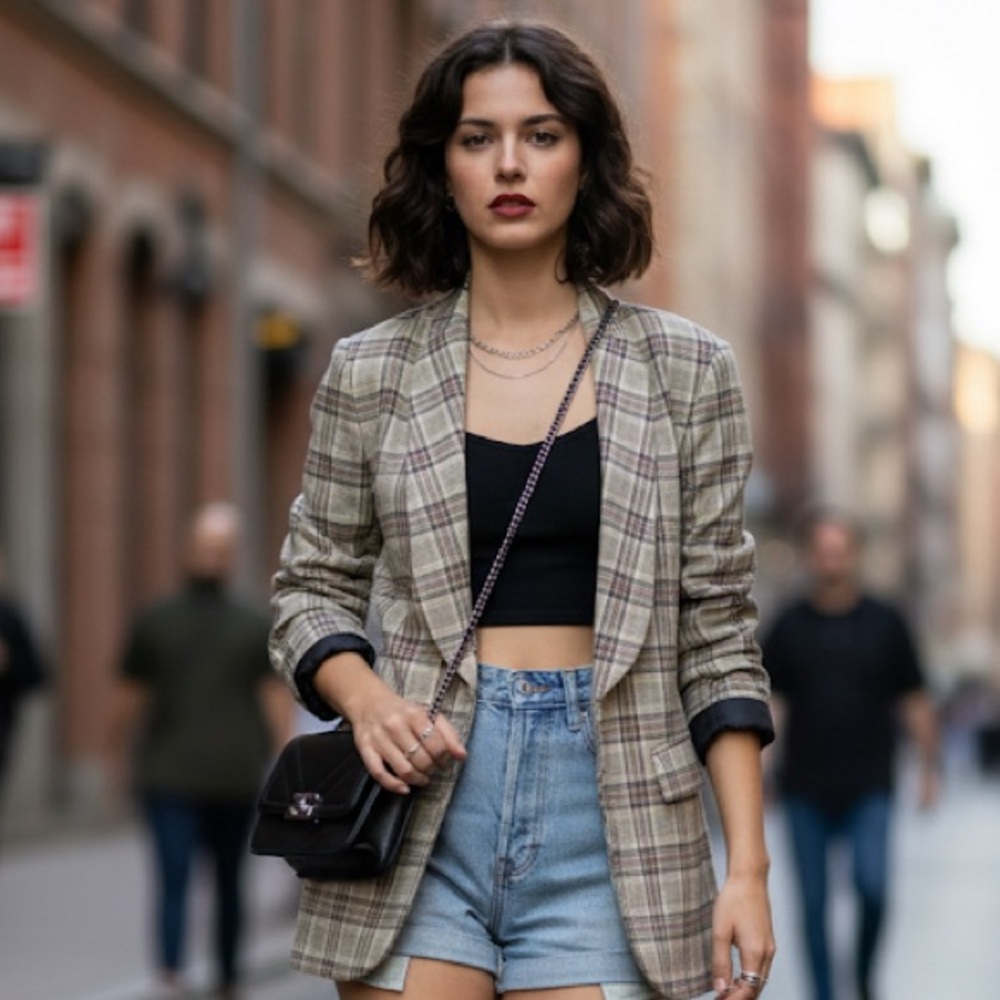 Oversized Plaid Blazer - Academia Dark Academia Gothcore